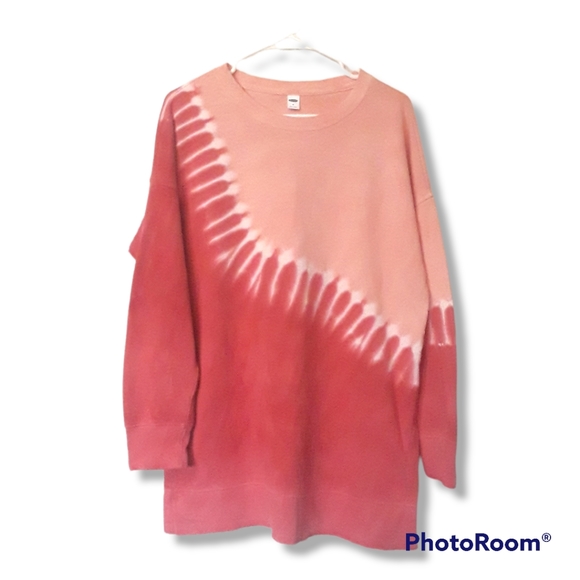 🖤Old Navy oversized tie dye sweater pink and coral long sleeve shirt - Picture 1 of 4